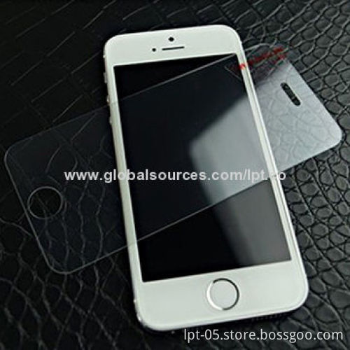 Gold Tempered-glass Mobile Phone Screen Protector/Luxury Clear Blue Film for iPhone 4S/5S